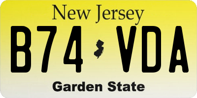 NJ license plate B74VDA