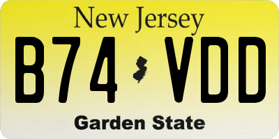 NJ license plate B74VDD