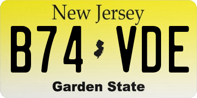 NJ license plate B74VDE