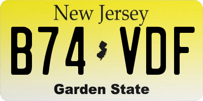 NJ license plate B74VDF
