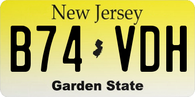 NJ license plate B74VDH
