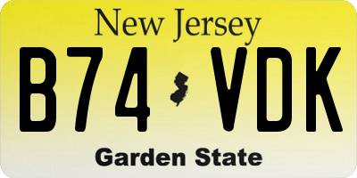 NJ license plate B74VDK