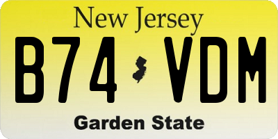 NJ license plate B74VDM