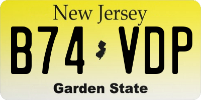 NJ license plate B74VDP