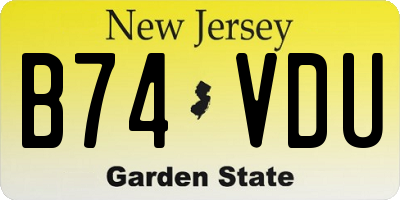 NJ license plate B74VDU