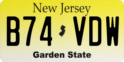 NJ license plate B74VDW