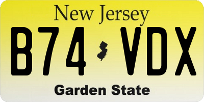 NJ license plate B74VDX