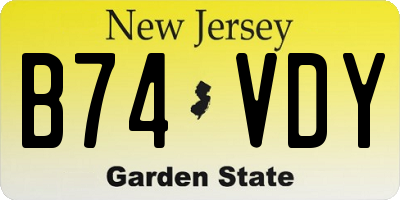 NJ license plate B74VDY