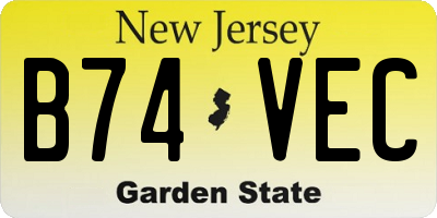 NJ license plate B74VEC
