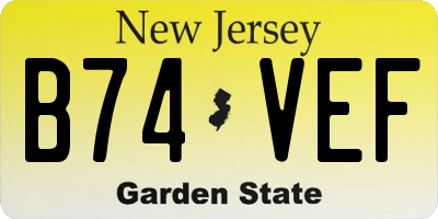 NJ license plate B74VEF
