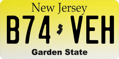 NJ license plate B74VEH