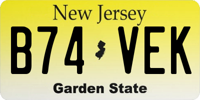NJ license plate B74VEK