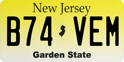 NJ license plate B74VEM
