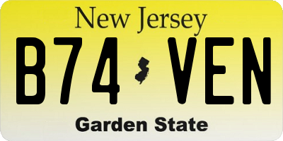NJ license plate B74VEN