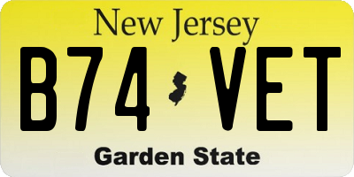 NJ license plate B74VET