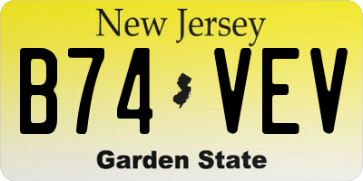 NJ license plate B74VEV