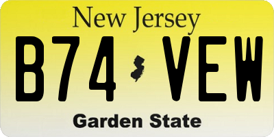 NJ license plate B74VEW