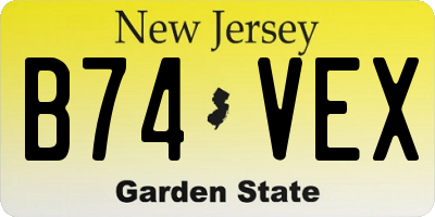 NJ license plate B74VEX
