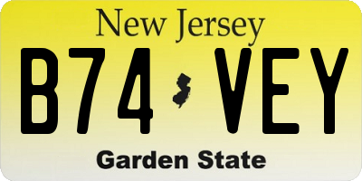 NJ license plate B74VEY