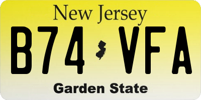 NJ license plate B74VFA