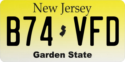 NJ license plate B74VFD