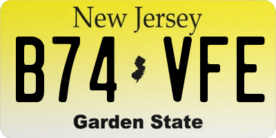 NJ license plate B74VFE