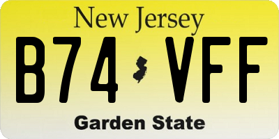 NJ license plate B74VFF