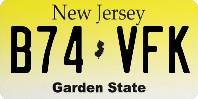 NJ license plate B74VFK