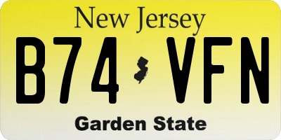 NJ license plate B74VFN