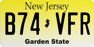NJ license plate B74VFR