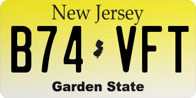 NJ license plate B74VFT