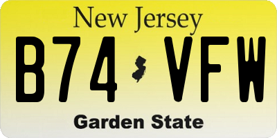 NJ license plate B74VFW