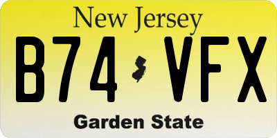 NJ license plate B74VFX