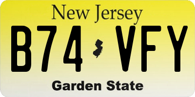 NJ license plate B74VFY