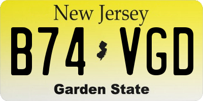 NJ license plate B74VGD