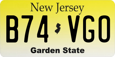 NJ license plate B74VGO