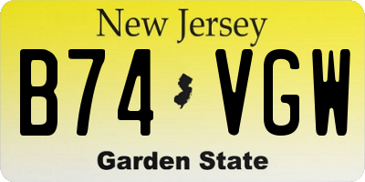 NJ license plate B74VGW