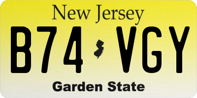 NJ license plate B74VGY