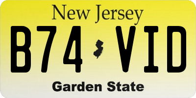 NJ license plate B74VID