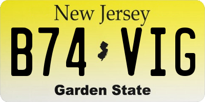 NJ license plate B74VIG