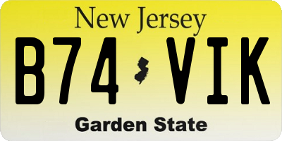 NJ license plate B74VIK