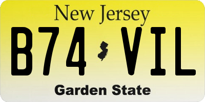 NJ license plate B74VIL