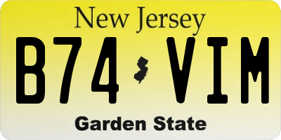 NJ license plate B74VIM