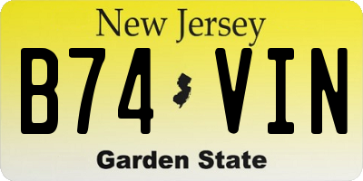 NJ license plate B74VIN