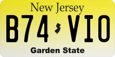 NJ license plate B74VIO