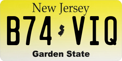 NJ license plate B74VIQ