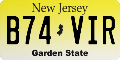 NJ license plate B74VIR