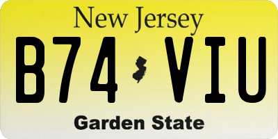 NJ license plate B74VIU