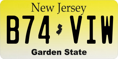NJ license plate B74VIW