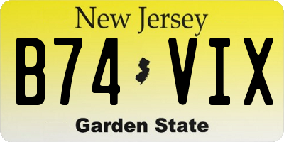 NJ license plate B74VIX